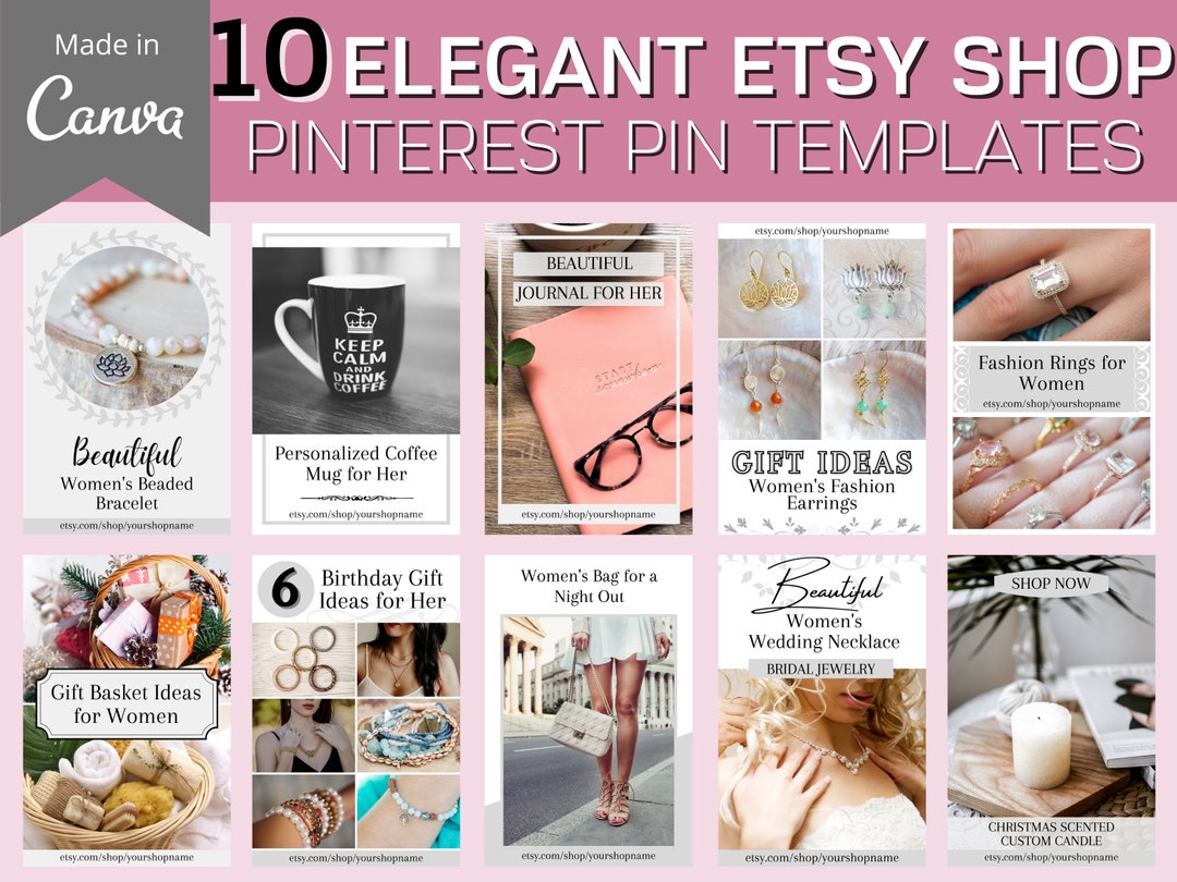 10 Etsy Shop Pinterest Templates | Video Pin Templates | Lead Magnet Template | Canva Templates ...