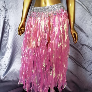 Carnival Belt Skirt/Mermaid Costume Belt Skirt/Mardi Gras Organza Belt Skirt/Burning Man Cosplay Costume/Festival Iridescent Belt Skirt
