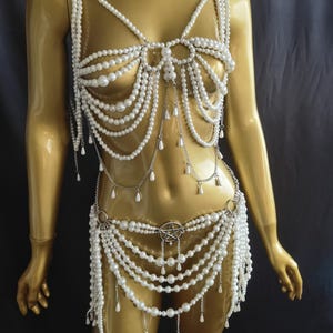 Faux Pearl Body Jewelry/Costume Body Jewelry /Mardi Gras Waist Accessory/Burning Man Cosplay Costume/EDC Body Chains