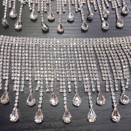 6 Fringe Rhinestone Fringe Crystal Trim Etsy