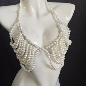 Jewel Pearl Bead Bra/Jeweled Top/Jeweled Body Chain/Beaded Crop Top/Beaded bralette/Bikini Cover