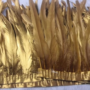 10-12" Single Side Hand Sprayed  Gold Feather Trim