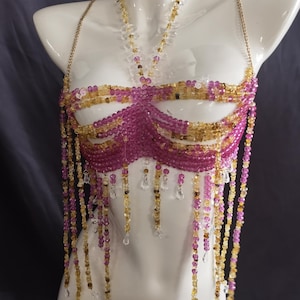 Jewel Beaded Top/Holiday beach Top/Crystal Beaded top/Bikini Cover/EDC Top/Body Jewelry Top