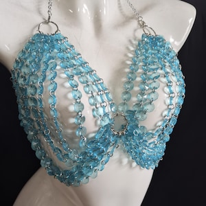 Carnival Acrylic Beads Top/Costume Top/Mardi Gras top/Bikini Cover/ETD Top/Body Jewelry Top/Chest Jewelry
