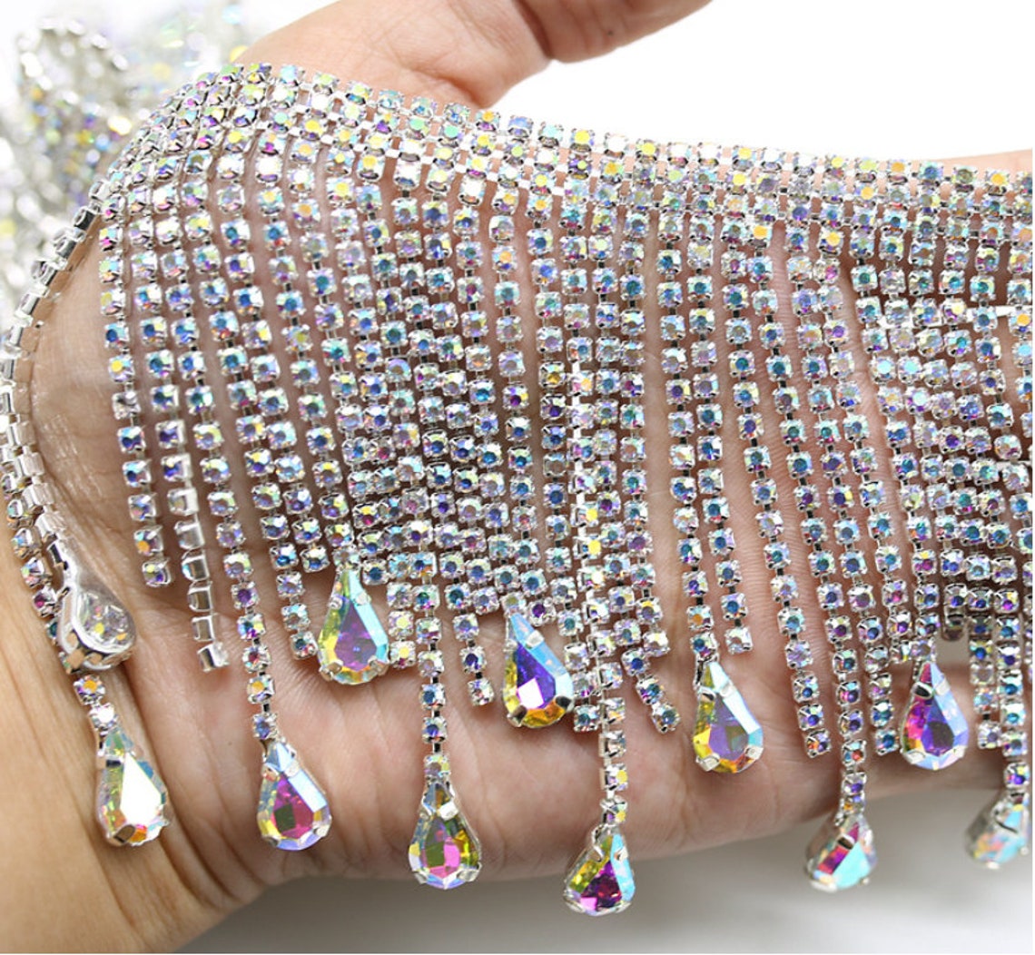 Rhinestone Fringe/Rhinestone Tassel Trim Etsy