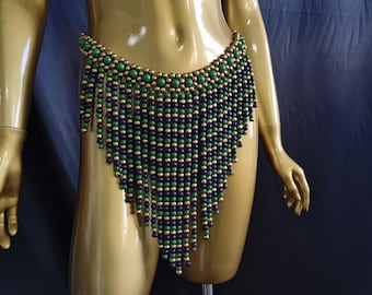 Carnival Wood Bead Belt/Costume Waistband/Mardi Gras Waist Accessory/Burning Man Cosplay Costume