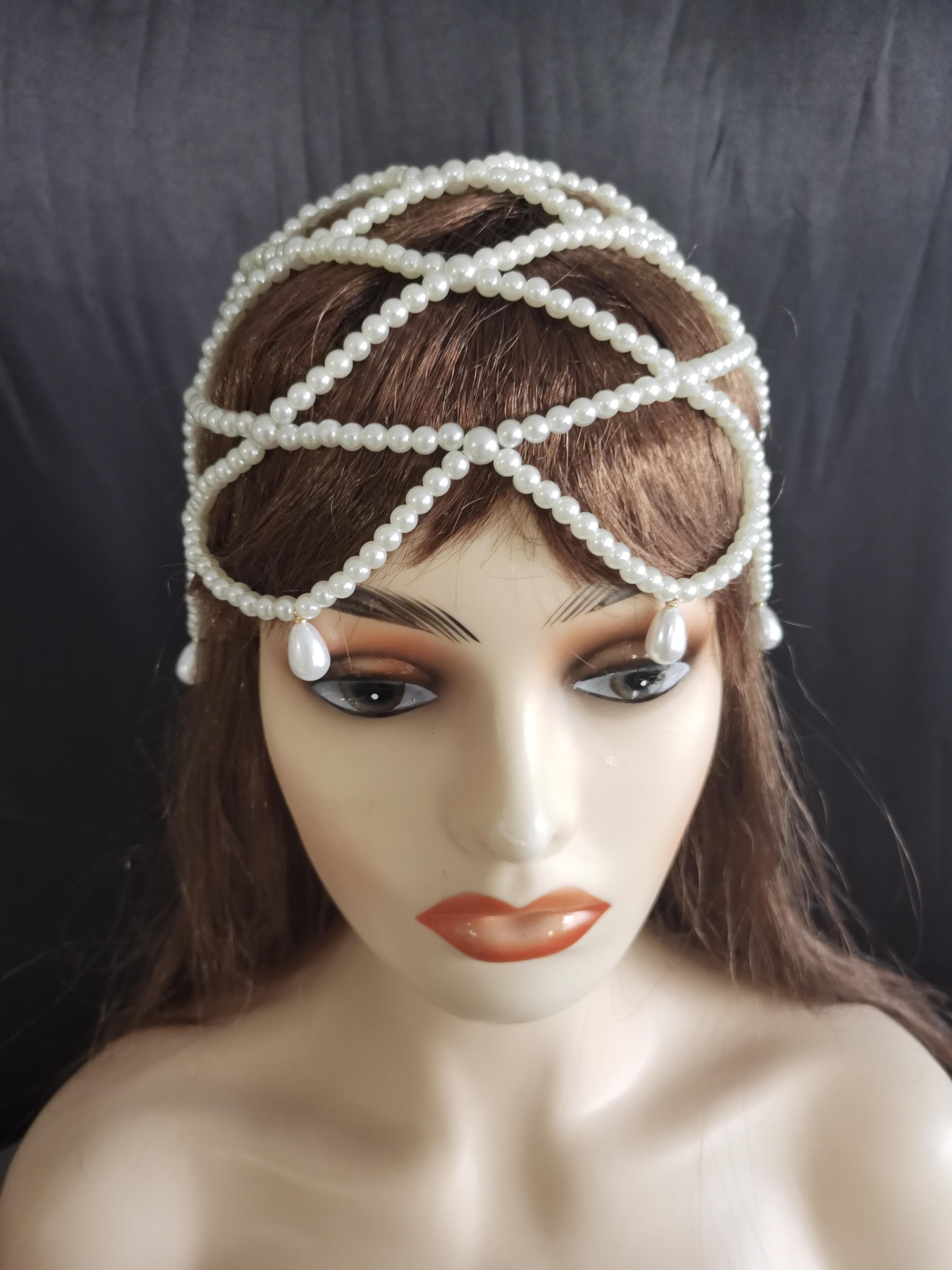 beaded head dress Vintage Beaded Fringe Headdress  Recess