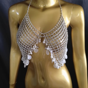 Chain bra Top/Jeweled Bikini Top/Holiday beach Top/Bikini Cover-up/Bikini Cover/EDC Top