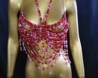 Jewel Beaded Top/Holiday beach Top/Crystal Beaded top/Bikini Cover/EDC Top/Body Jewelry Top