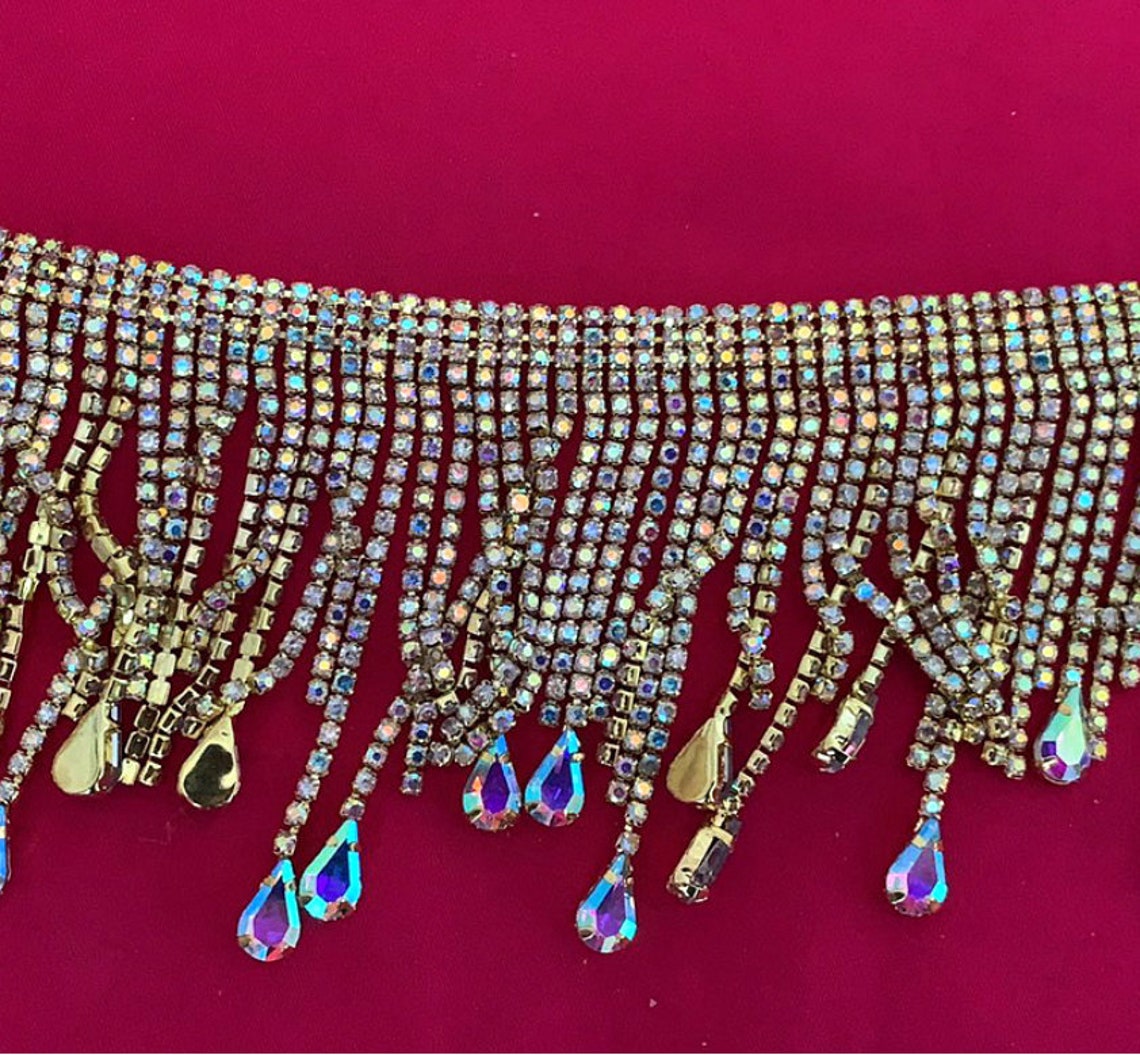 Rhinestone Fringe/rhinestone Tassel Trim Etsy Canada