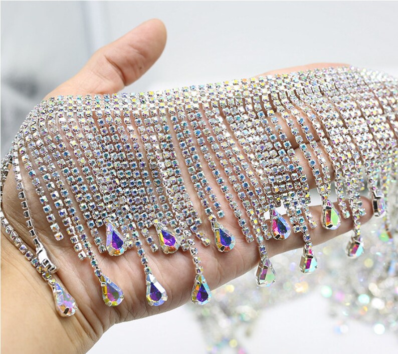 Rhinestone Fringe/Rhinestone Tassel Trim Etsy