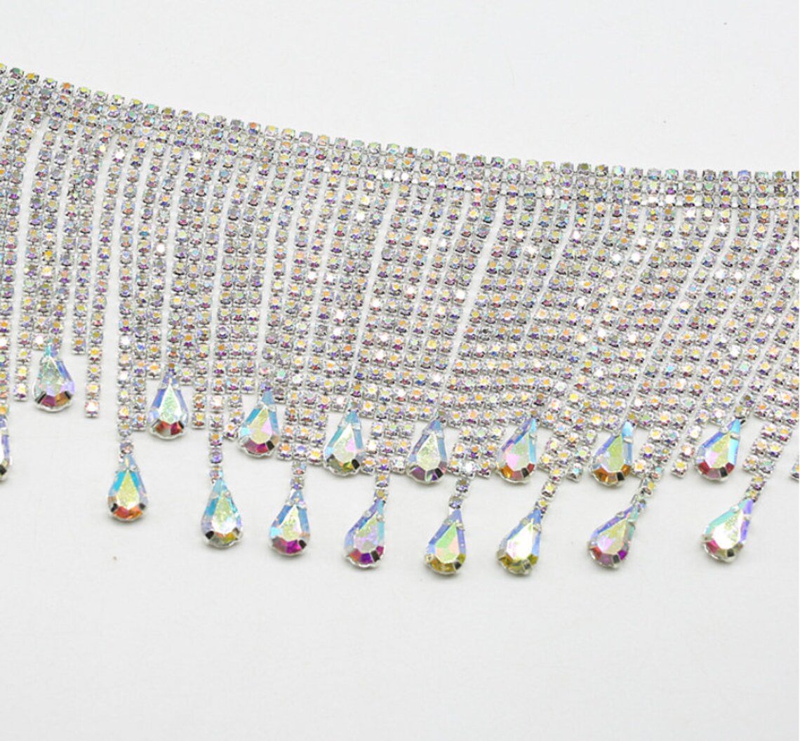 Rhinestone Fringe/rhinestone Tassel Trim Etsy Canada