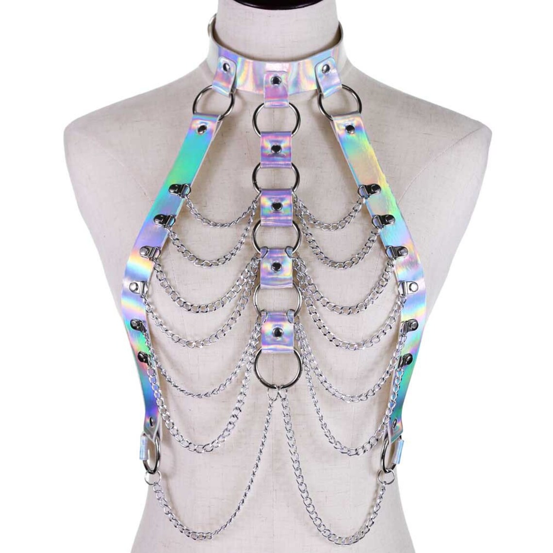 Iridescent PU Harness Body Chain Harness Festival Clothing Etsy