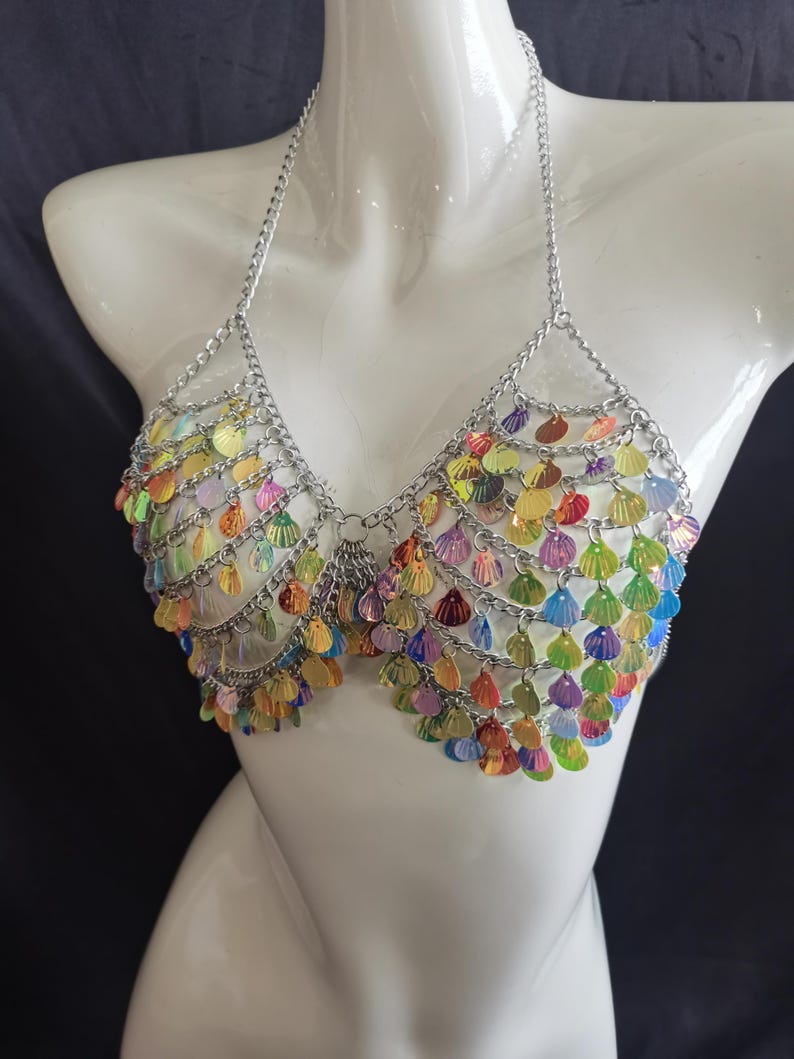 Iridescent PVC Sea Shell Top: Carnival Costume, Mardi Gras Bra - Etsy