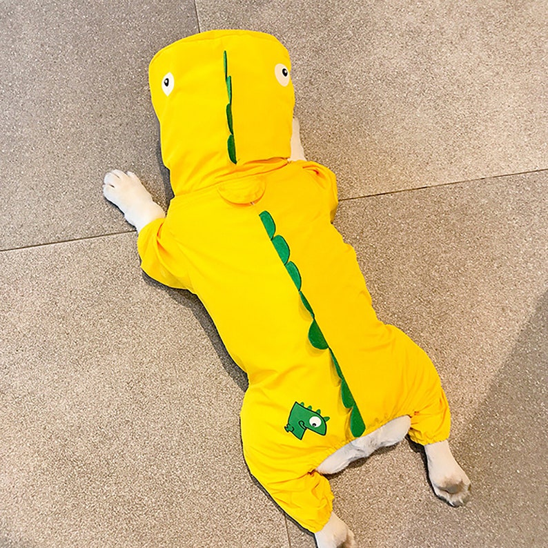 Waterproof Dog Jacket Dog Raincoat with Hat Pet Jumpsuit Clothes with Cap Dogs Waterproof Clothing Pet Cute Dinosaur Raincoat