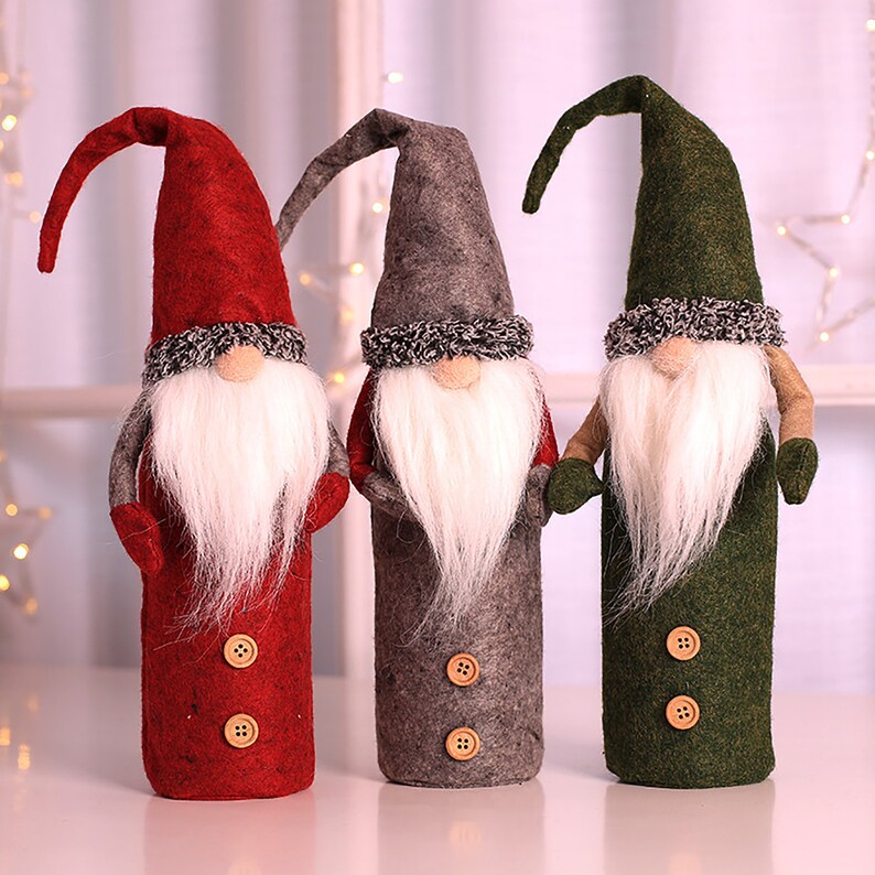 Christmas Home Decoration Xmas Dinner Table Decor Santa Claus Wine Champagne Bottle Dust Cover Bags Christmas Red Wine Bottle Cover