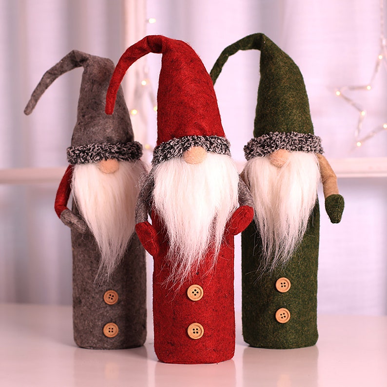Christmas Home Decoration Xmas Dinner Table Decor Santa Claus Wine Champagne Bottle Dust Cover Bags Christmas Red Wine Bottle Cover