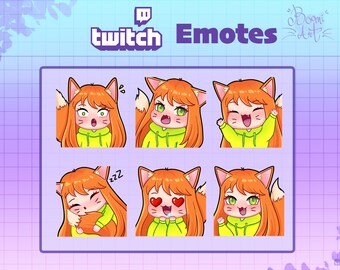 Twitch / Discord Emotes Girl kawaii Fox Pack 6