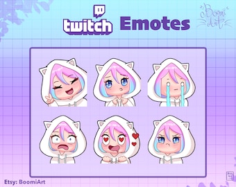 Twitch / Discord Emotes Girl kawaii Cat Pack 6