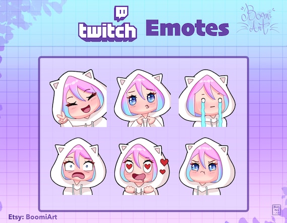 Twitch Discord Emotes Madchen Kawaii Katze Pack 6 Etsy