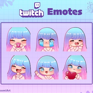Twitch / Discord Emotes Girl Pastel Hair Pack 6