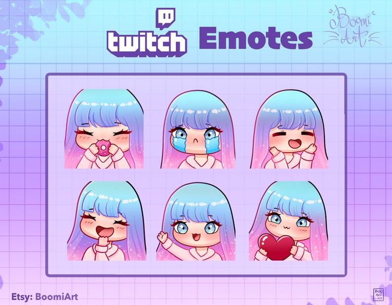 Twitch / Discord Emotes Girl Pastel Hair Pack 6 Etsy México