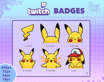 Twitch Sub Badges Pikachu Pack 6