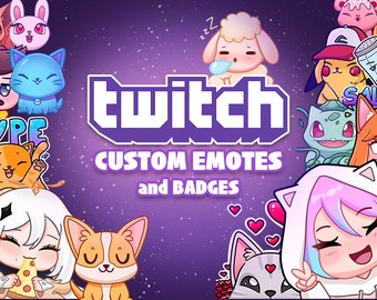 Custom Twitch Emotes and Sub Badges | Commissions | Cute Emotes | Personalized Emotes Badges