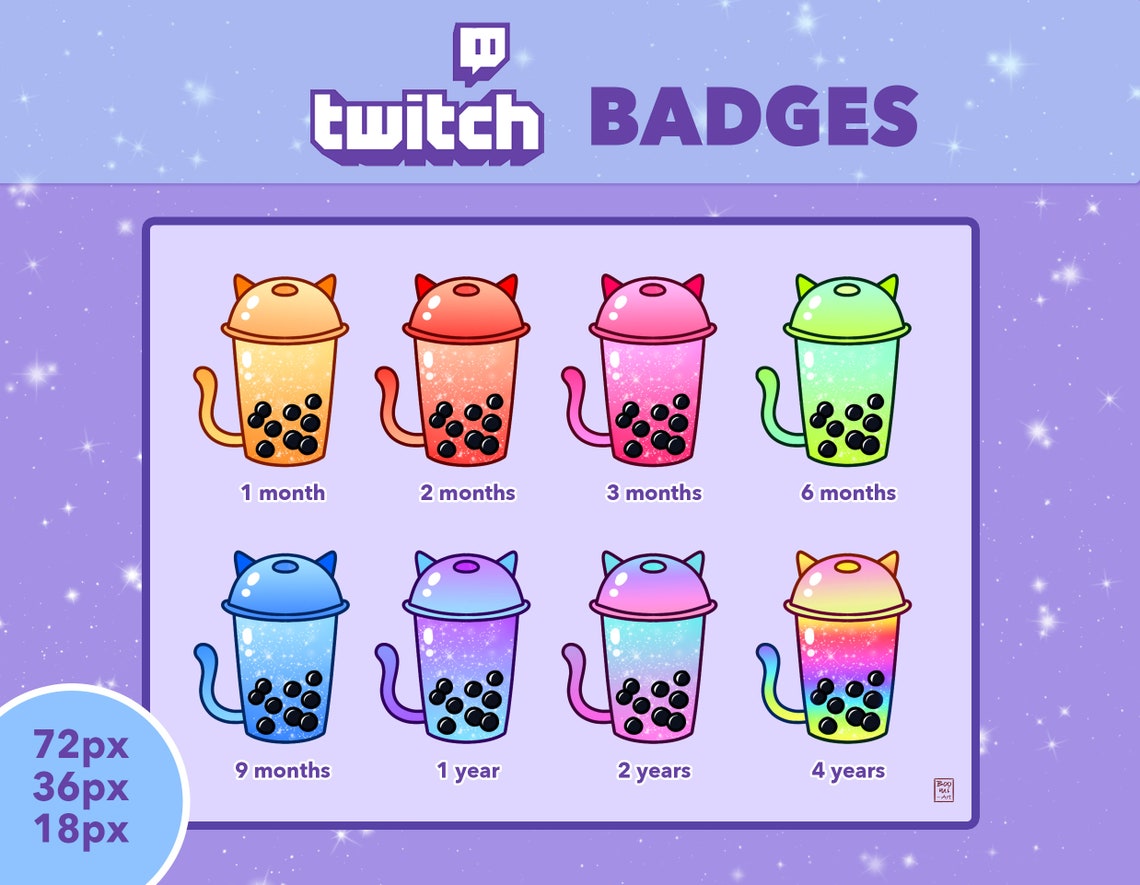 Twitch Sub Badges Boba Bubble Tea Pack 8 - Etsy