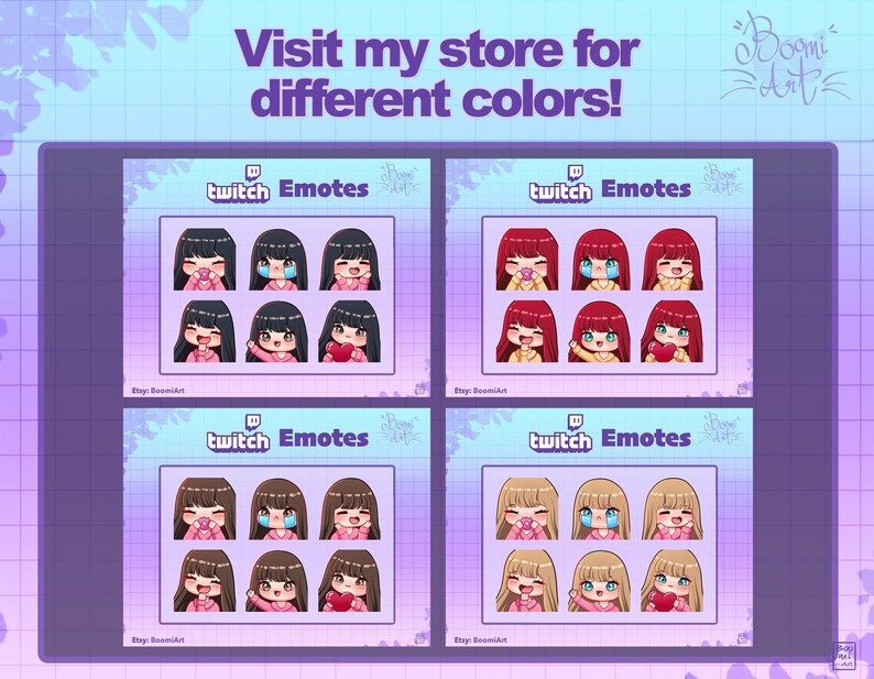 Twitch / Discord Emotes Girl Pastel Hair Pack 6 Etsy México