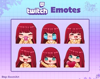Twitch / Discord Emotes Girl Red hair Pack 6