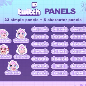 Twitch panels pack 27 - Purple cat