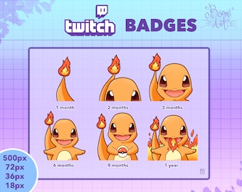 Twitch Sub Badges Charmander Pack 6