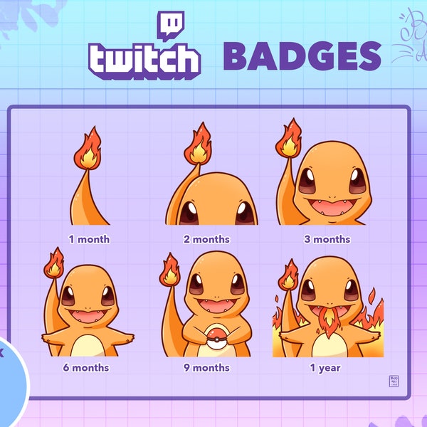 Twitch Sub Badges Charmander Pack 6