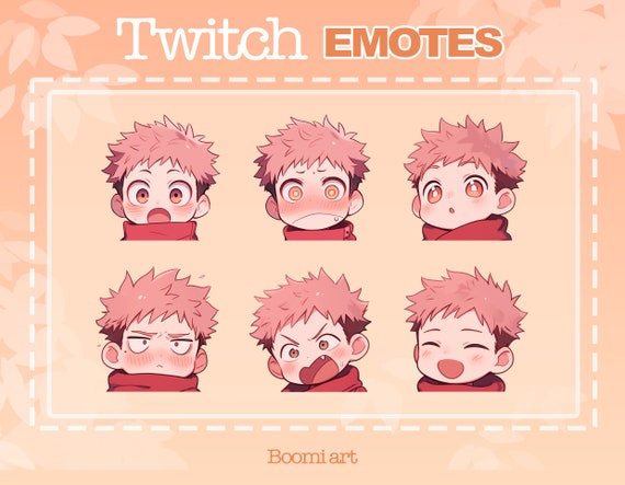 YUJI ITADORI Cute Emotes Twitch | Pack 6 | Jujutsu Kaisen Emotes | Twitch Graphics | Anime | Cute Twitch Emotes