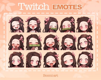 NEZUKO Cute Emotes Twitch | Pack 15 | Kimetsu no Yaiba Emotes | Twitch Graphics | Anime | Cute Twitch Emotes