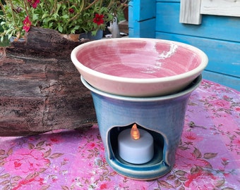 Ceramic fragrance lamp, turquoise pink fragrance lamp, turquoise pink aroma lamp