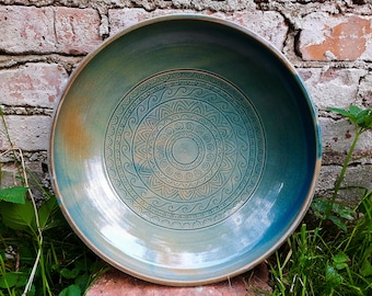 Decorative bowl with ornaments, bowl turquoise