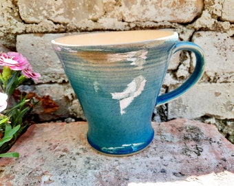 Large cup 550ml, ceramic cup turquoise, coffee cup XL turquoise