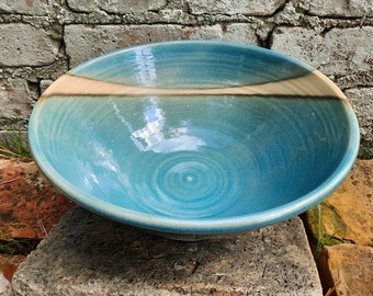 Bowl 27 x 10 cm, turquoise bowl, turquoise ceramic bowl