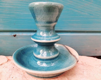 Candle holder turquoise hand-made