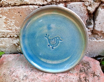 Children's plates, hand-made plates, turquoise plates, plates with stepel motifs, sushi plates