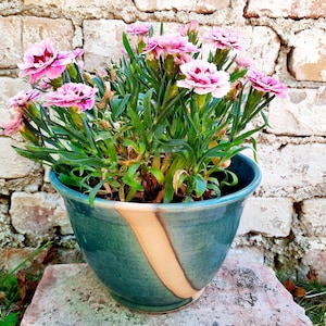 Blumentopf mit Loch H 13cm Türkis, Zimmer-Pflanztopf, Pflanztopf für Zimmerpflanzen