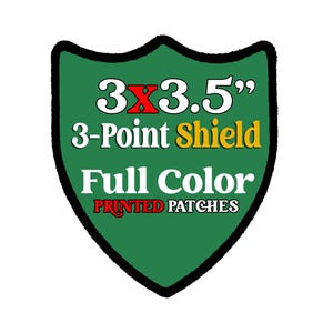 Toppa termoadesiva personalizzata con scudo a 3 punti / Toppa termoadesiva con stampa a colori e bordi neri