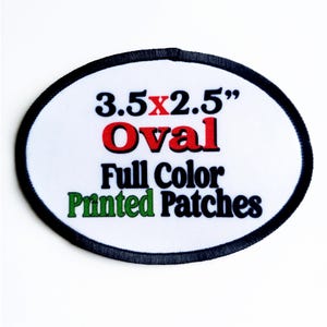 Custom Oval Iron-On Patches | Full Color Printed Patch with Personalized Logo, Photo or Text