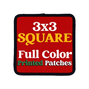 Custom Square Patches | Personalized Iron On Printed Patches with Black Border, Logo Patches, QR Code Patch, add your photos, 3x3 Square