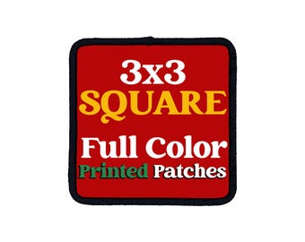 Patches quadrados personalizados | Patches termocolantes personalizados com borda preta, patches com logotipo, patch com código QR, adicione suas fotos, 3x3 polegadas (7,6 x 7,6 cm)