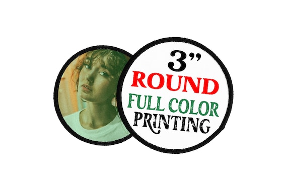 Personalized Round Iron-On Patches | 3” or 2.5” Custom Printed Photo, Logo or Text Patch