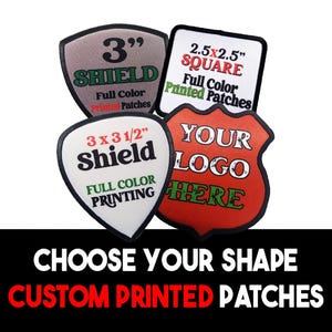 Custom Iron-On Patches | Full Color Printed Fabric Patches with Black Border - Choose Shape & Size