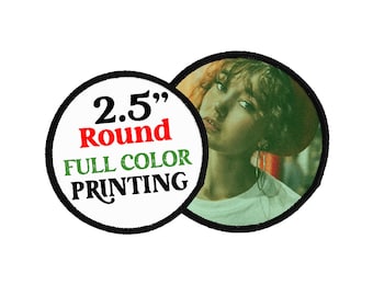 Patch termocolante redondo personalizado | Escolha 2,5” ou 3” - Foto, logotipo ou texto personalizado - Cores vibrantes